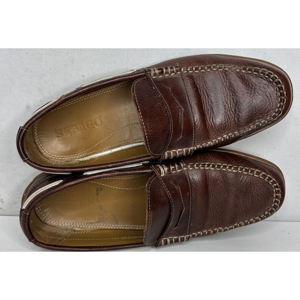Mens Sebago Nantucket Boat Shoes Loafers Sz 9 M Used Classic Brown Leather - Picture 10 of 10